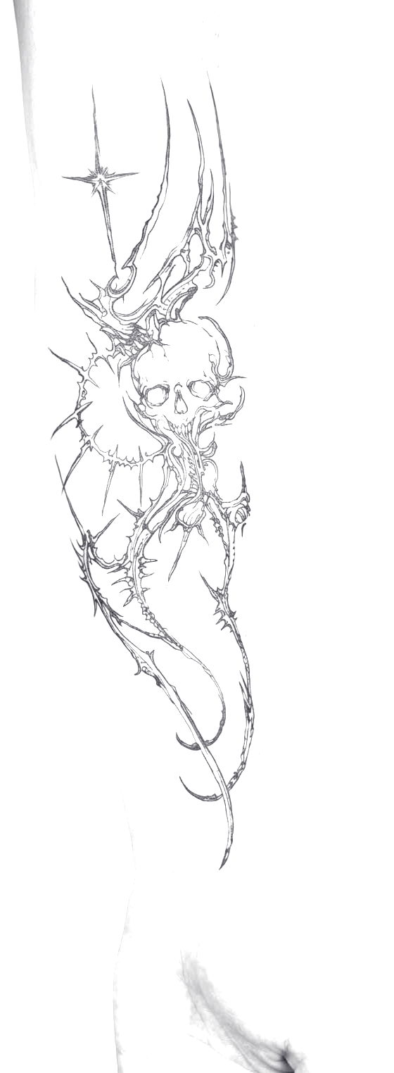 Skull and thorn sigil detail