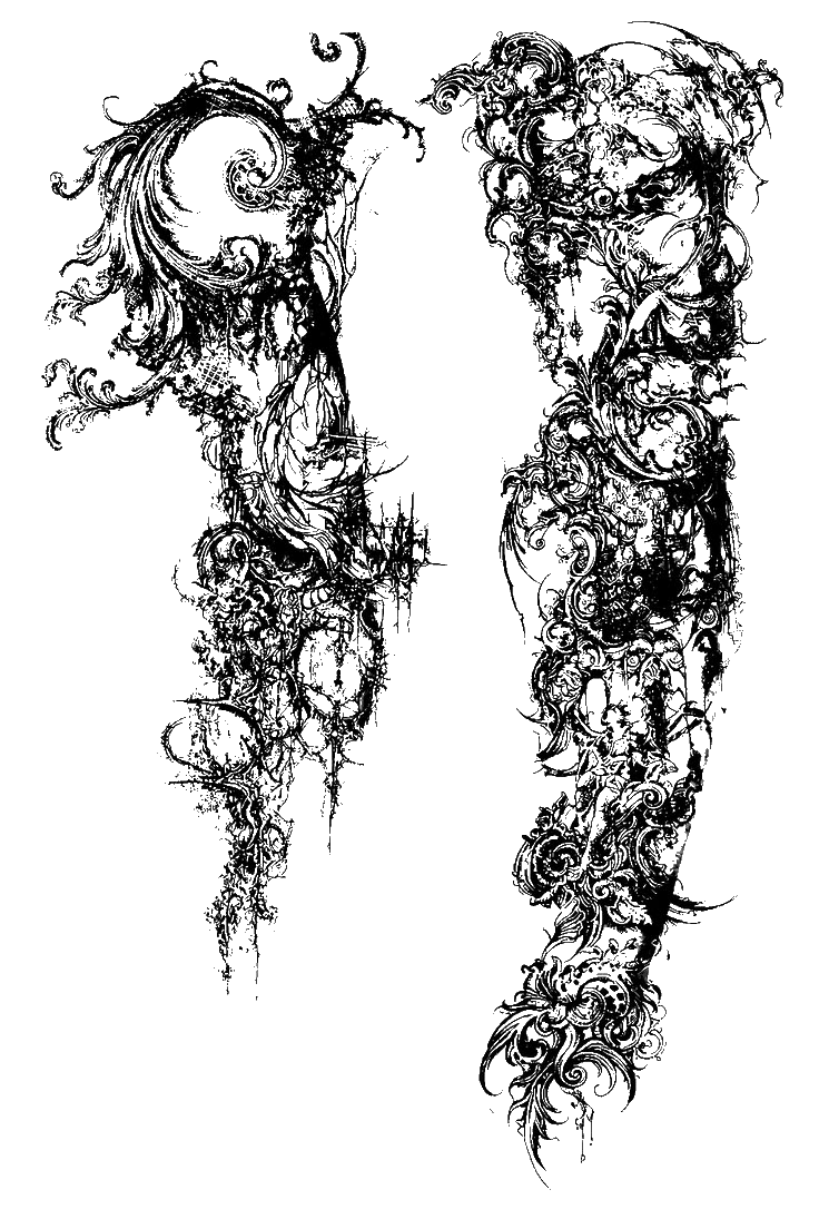 Black ornamental twin sigil linework