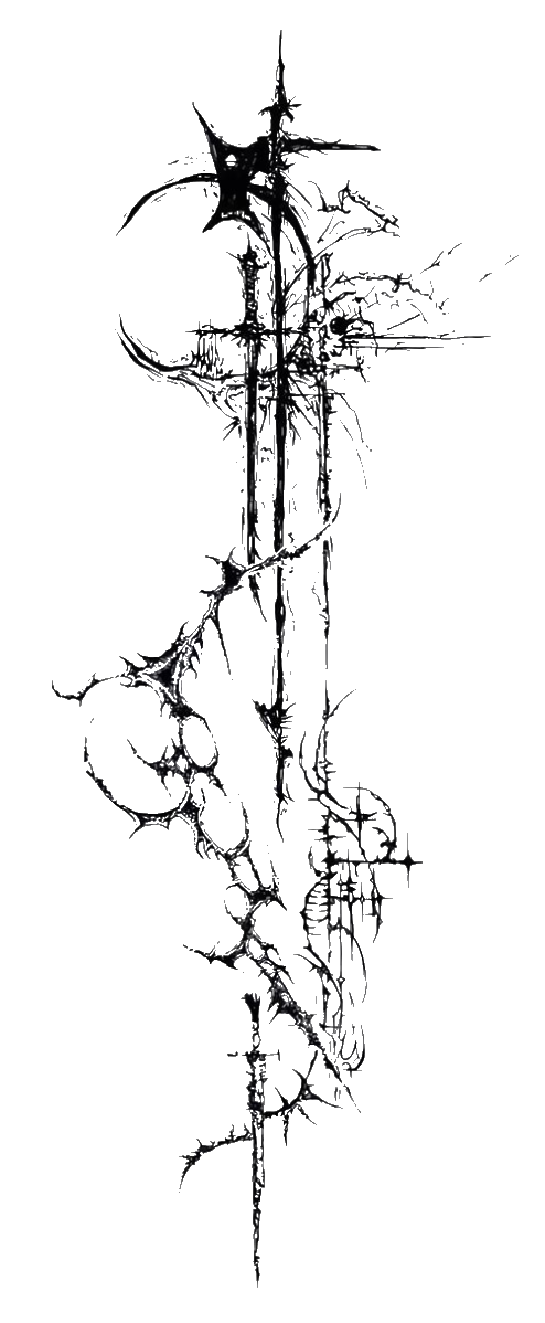 Vertical cross sigil detail